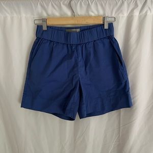 Bright blue organic cotton shorts with elastic waist (never worn)